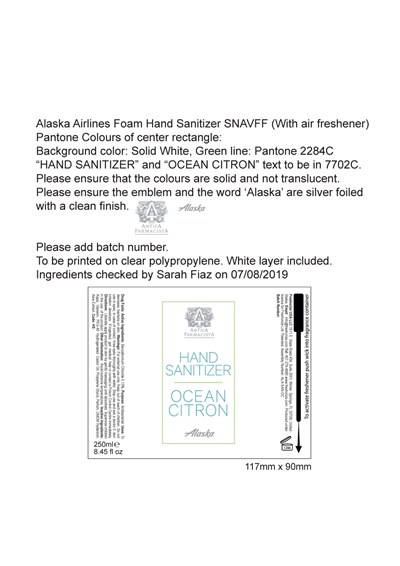 Alaska Airlines Alcohol Free Fsz Snav Label Artwork 04 03 2020